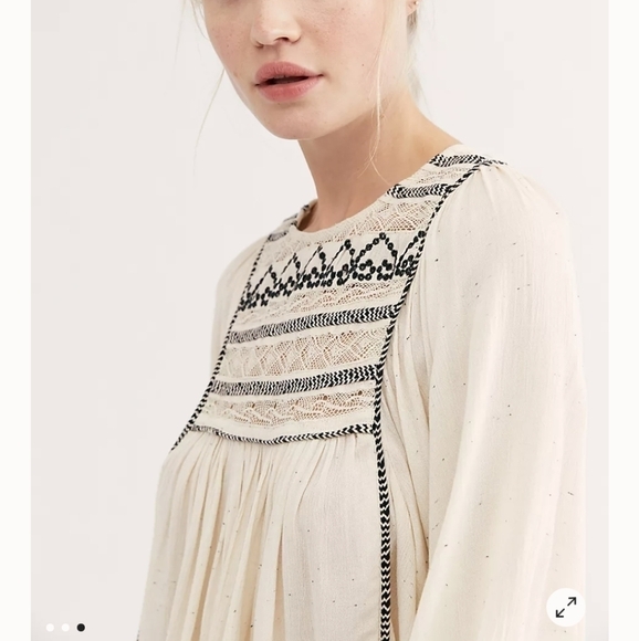 Free PEOPLE Cyprus Avenue embroidered top blouse xs boho bohemian - Picture 5 of 16